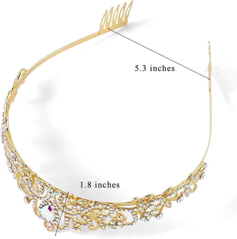 TAROSE Crowns for Women, Queen Crystal Gold Silver Tiaras with White Rhinestone and Combs, Goddess Crown for Wedding Bride Birthday Princess Bridal Shower Hair Accessories for Women - Image 2